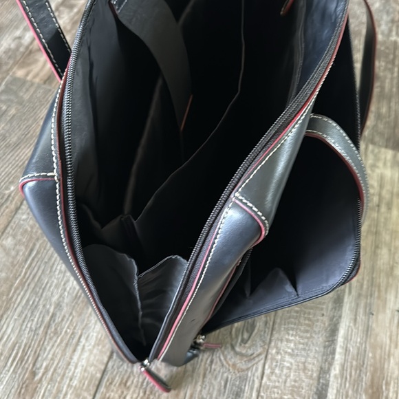LODIS BEAUTIFUL LEATHER BLACK WITH RED TRIM LAPTOP BRIEFCASE - Picture 11 of 15